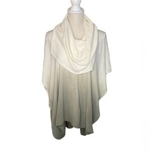 Vestique Cowl Neck Shaw with Open Sides in Cream to Gray-Green Ombre' Look